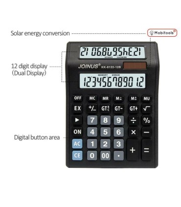 Large Dual Double DISPLAY solar CALCULATOR EASY PRESS