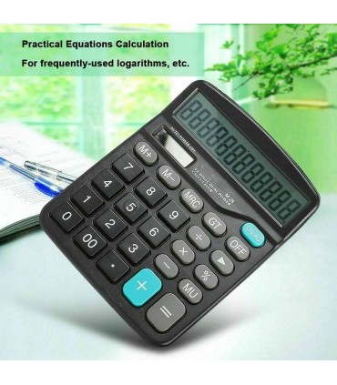 12 Digit Desk Calculator Large Buttons Solar Desktop Battery Office