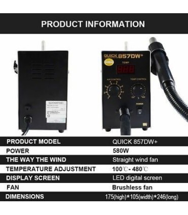QUICK 857DW+ 580W SMD Soldering Rework Station