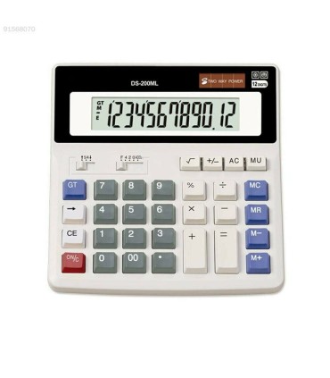 DS-200ML12-Digit Dual Power Battery Solar Display Screen Calculator Work School