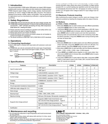 UNI-T UT658Dual Series USB Power Meter Digital Voltage Tester