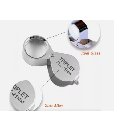 Jewelers Eye Loupe Pocket Magnifier Magnifying Glass Jewelry Diamond 30x21mm