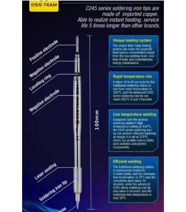 4pcs C245 Series Soldering Iron Tip for JBC OSS Soldering Station T245 Handle