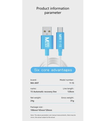 MaAnt Y-15 iPhone and iPad type C DFU Recovery Mode Cable 15 & iPad Pro 11 / 12.9