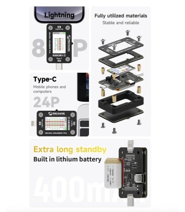 Mechanic T824 SE Mobile Phone Tail Insertion Detector Plug Tester Lightning Type-C