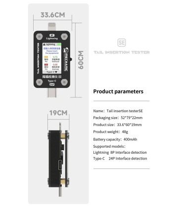 Mechanic T824 SE Mobile Phone Tail Insertion Detector Plug Tester Lightning Type-C