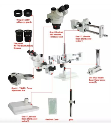 Boom 7-50X Dual Arm Stereo Microscope ZSM7045-STL2