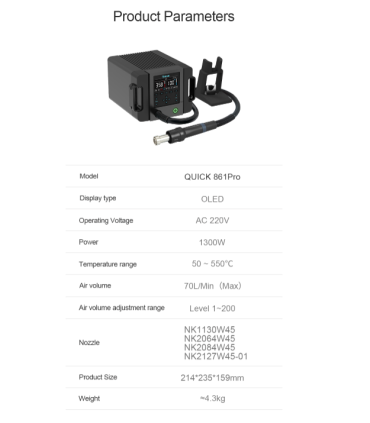 QUICK 861 Pro SMD Station Rework Station Voice Control 1300w