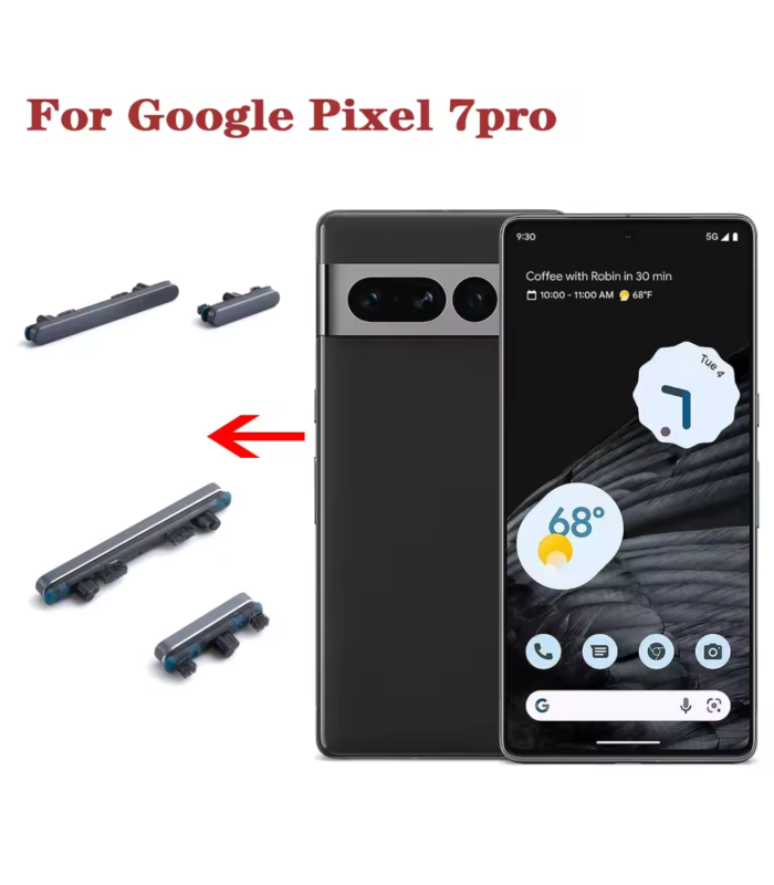 Google Pixel 7 Pro Silver Power Volume Outer Side Button Key Replacement
