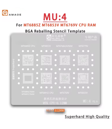 Amaoe MU4 BGA Reballing Stencil For MTK CPU RAM MT6768V MT6758V MT6891Z MT6779V