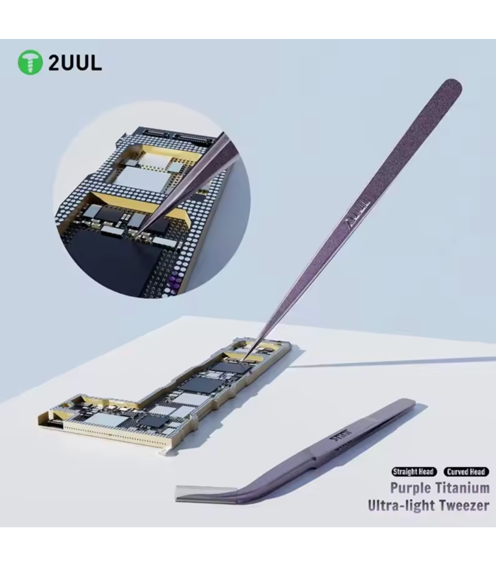 2UUL Ti22 Titan Curved Head purple ESD Titanium Alloy Ultra Precision Tweezer