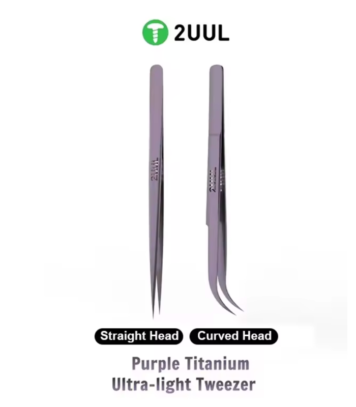 2UUL Ti22 Titan Curved Head purple ESD Titanium Alloy Ultra Precision Tweezer