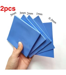 2 PCS SILICONE Blue Thermal Pad 100 x 100 x 2.0 mm thick 6 W/mK Heat Sink