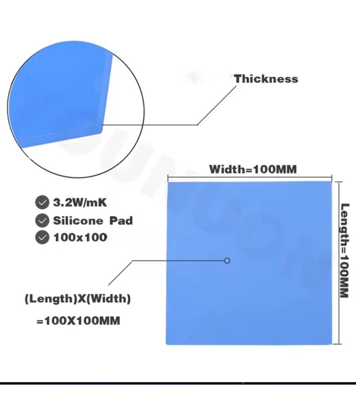 2 PCS SILICONE Blue Thermal Pad 100 x 100 x 5.0 mm thick 6 W/mK Heat Sink
