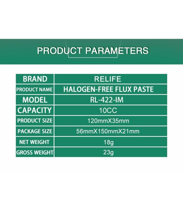 RELIFE RL-422-IM Halogen free Flux Paste（LEAD-FREE) for Chips Phone BGA SMD PCB