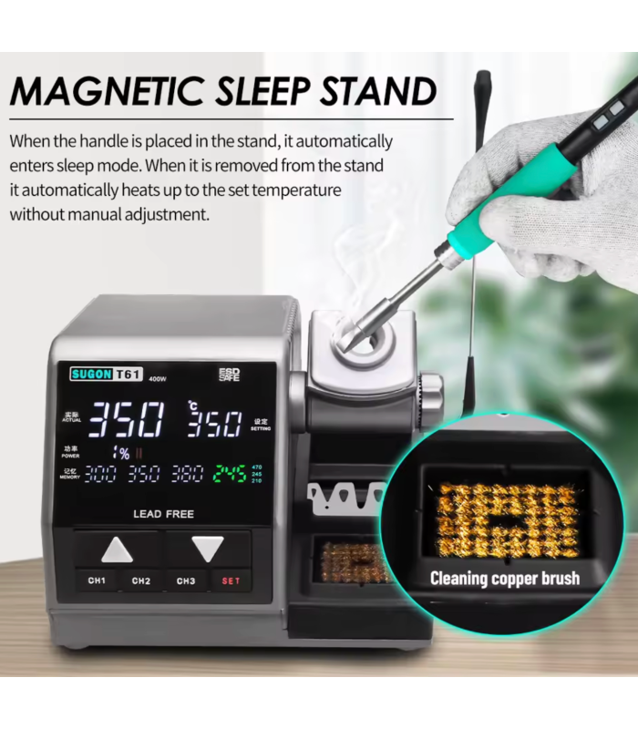 SUGON T61 Solder Station 400W Soldering Iron T245 Handle with 3pcs Tips