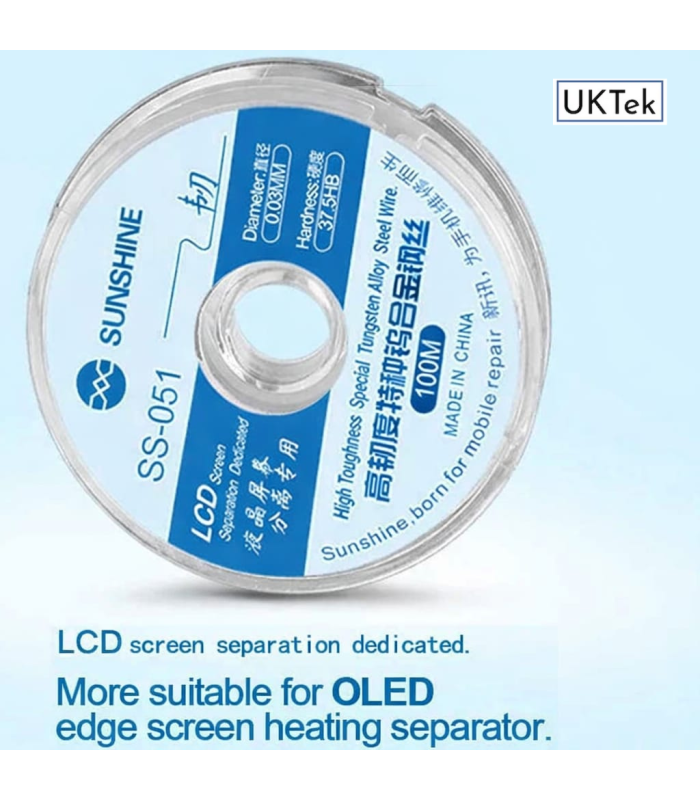 Sunshine 0.03mm LCD Screen Seperation Tungsten Alloy Glass Cutting Steel Wire