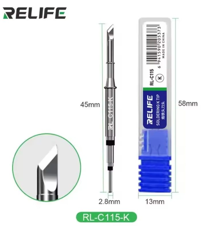 RELIFE C115 K Chisel Soldering Tips Welding Iron Head solder Tip TT115 Handle