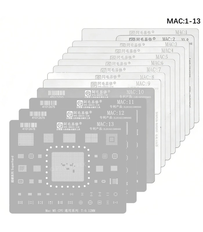 Apple Macbook Reballing Reball Stencil Steel Mesh CPU SSD motherboard 13 in 1