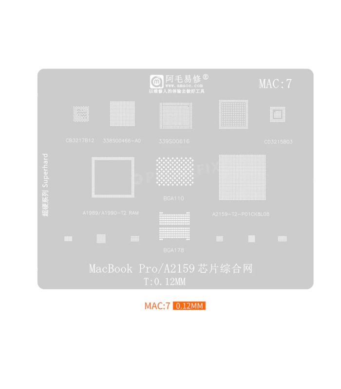 Apple Macbook Reballing Reball Stencil Steel Mesh CPU SSD motherboard 13 in 1