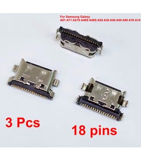 3 pcs Samsung A70 A60 A50 A40 A30 A20 A405 A305 A14 Charging Port 18 pins